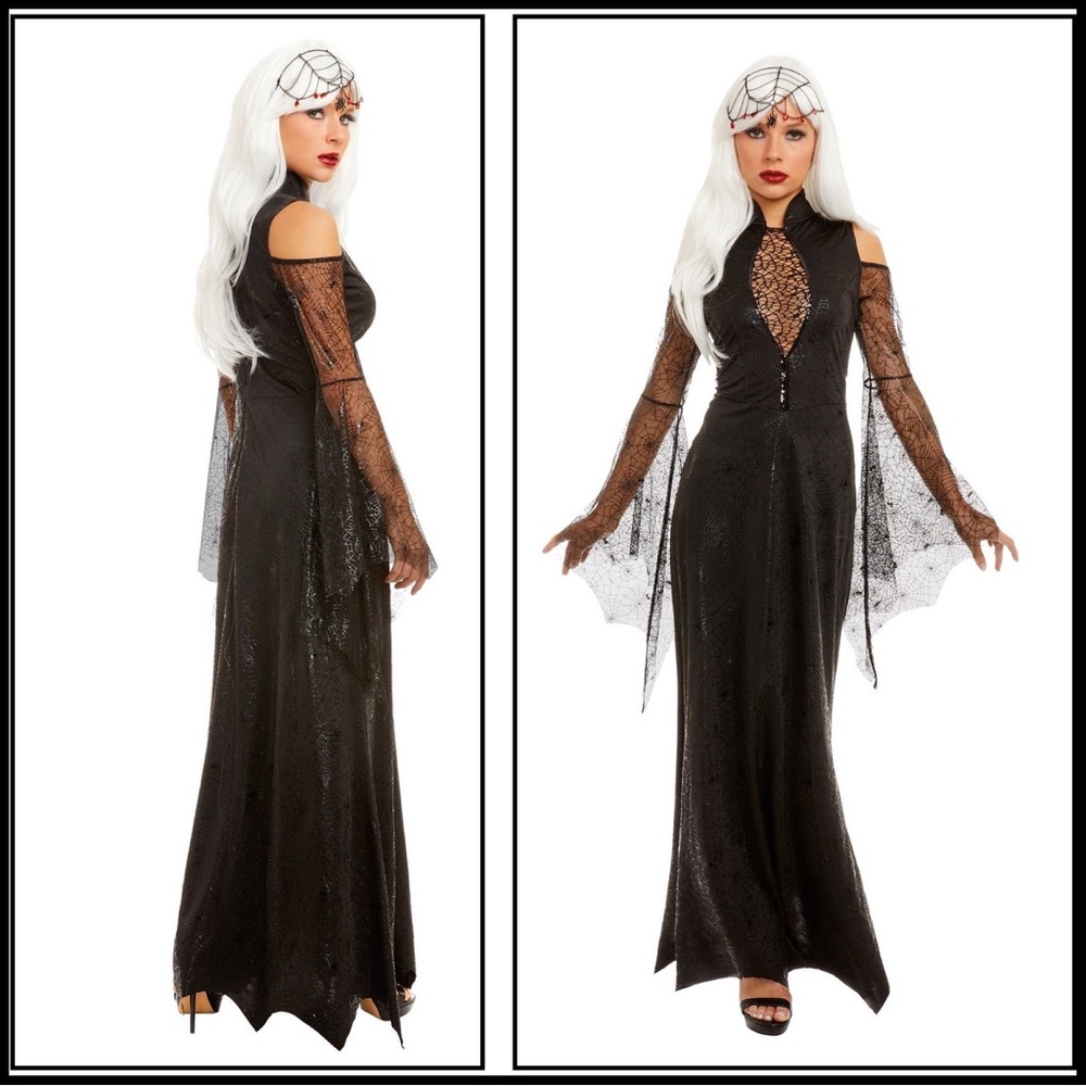 Dreamgirl Black Lace Long Sleeve Dress Black Widow SMALL NEW